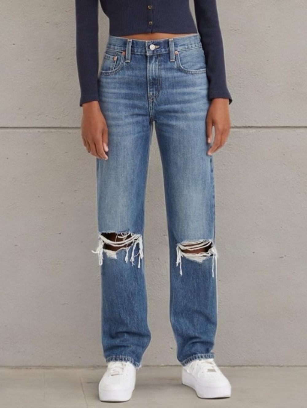 Levi's Low Pro Straight Jeans Distressed Size 24
